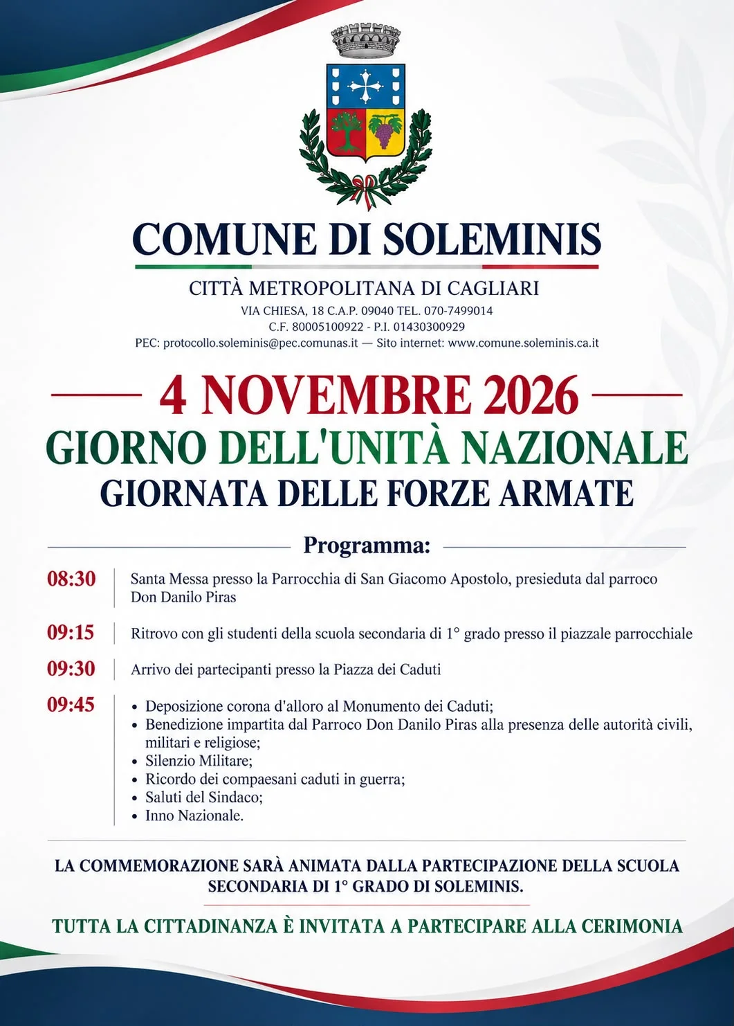 4 novembre 2026 - giorno dell'unita' nazionale e delle forze armate